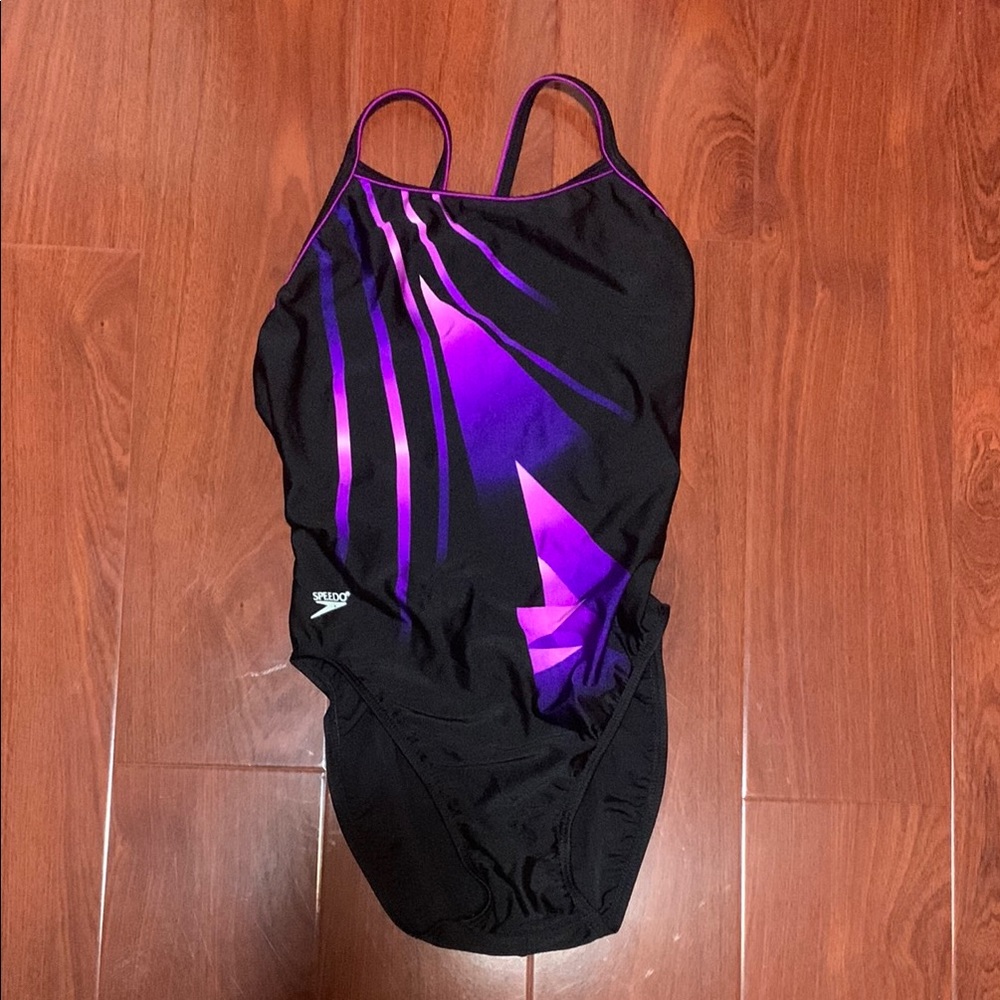 Speedo Black and Purple One Piece Swimwear